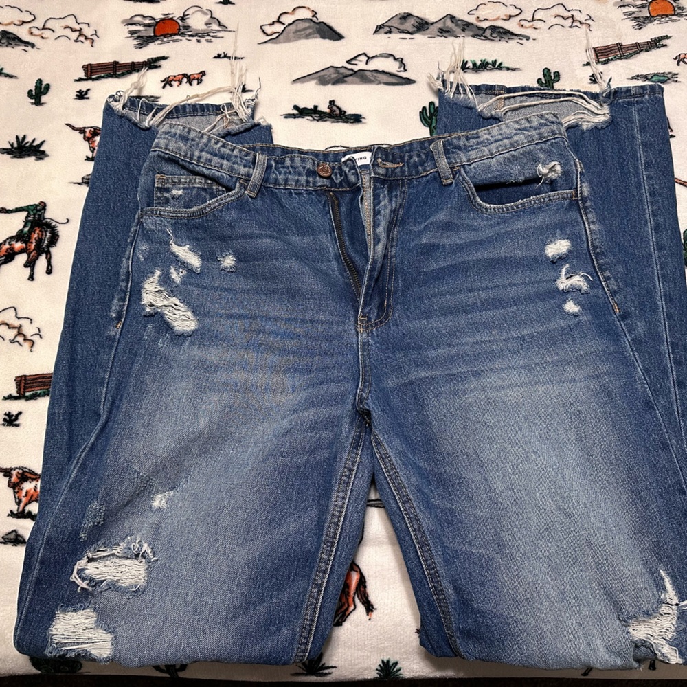 Flying Monkey Blue Boyfriend Jeans Distressed Look
